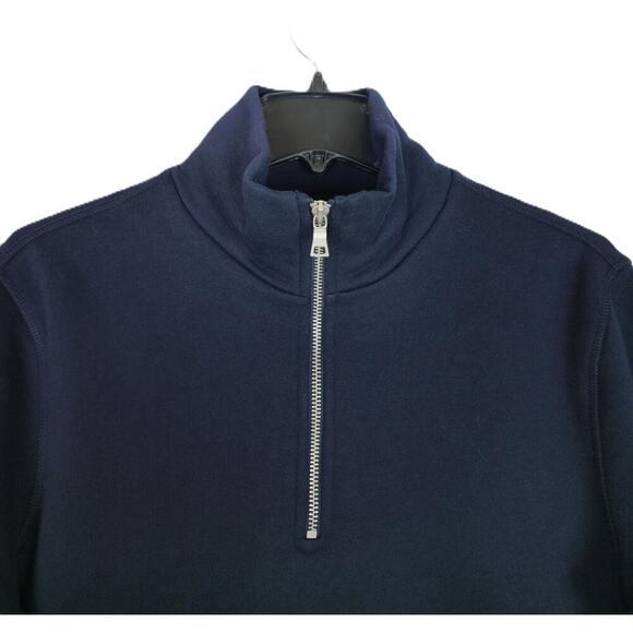 The Men's Store Half-Zip Cotton Fleece Pullover Sweatshirt Navy Small NWT - Picture 3 of 5